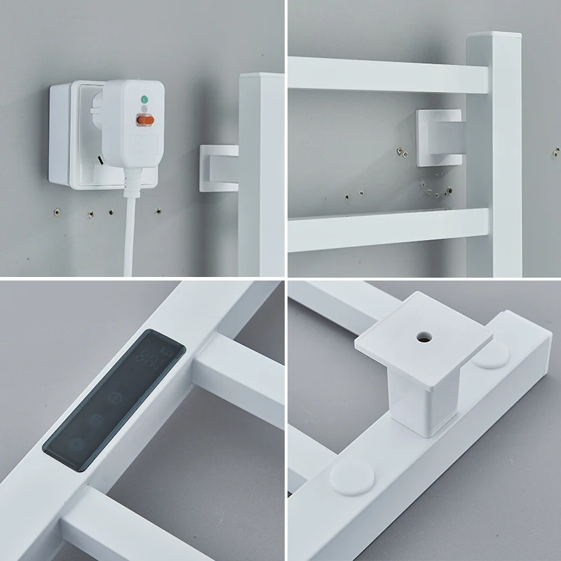Electric Towel Rack Thermostatic Electric Towel Rack LCD Cloth Dryer Towel Bar IPX4 Waterproof Bathrobe Rack Space Aluminum Bathroom Hardware Set