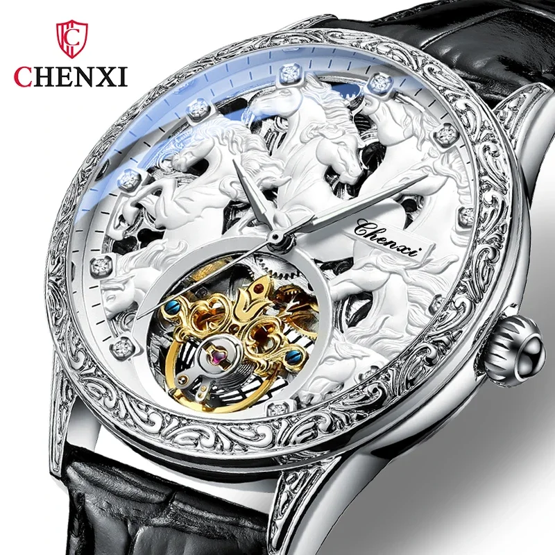 腕時計　メンズ　新品〈Chenxi〉⌚ Chenxi-メンズスクエアダイヤル時計、クォーツ腕時計、アナログ