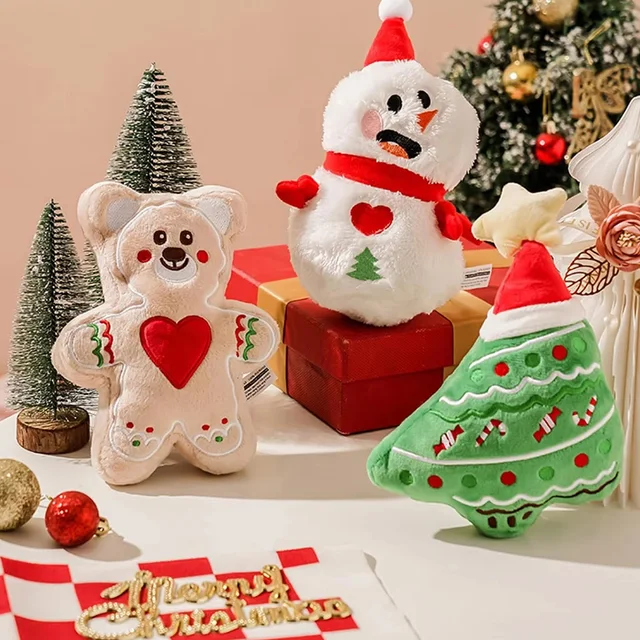 Christmas Cute Dog Plush Toys Interactive Squeaky Dog Chewing Toys for Entertainment and Teeth Cleaning Pet Supplies for Dog Cat 6
