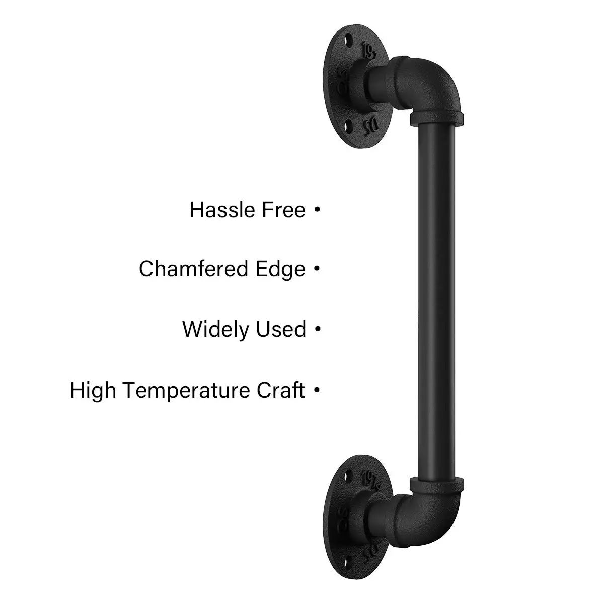 12 inch / 15inch Pipe Barn Door Handle Black Rustic Industrial Style Handle Bar Pull for Gate Cabinet Shed Door
