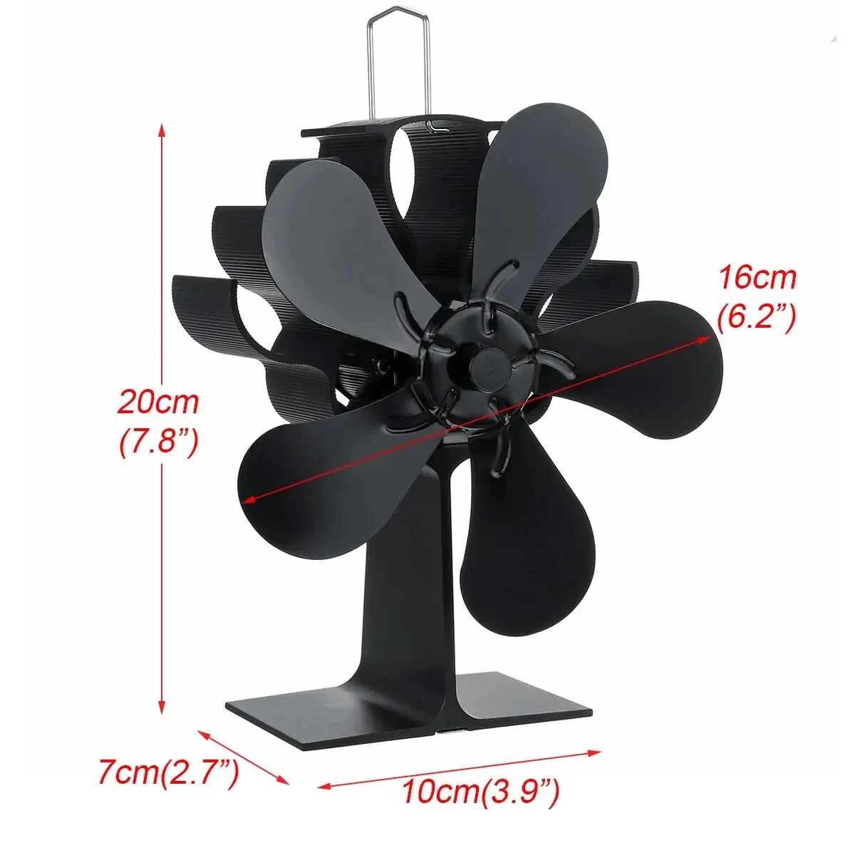 5-Blade Heat Powered Stove Fan Wood Log Burner Fireplace Quiet Environmental Fan Tool Efficient Heat Distribution Heater