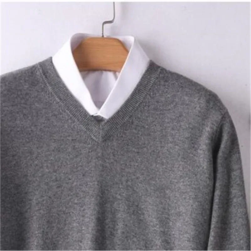 

Men Cashmere Sweater Autumn Winter Soft Warm Jersey Jumper Robe Hombre Pull Homme Hiver Pullover V-Neck O-Neck Knitted Sweaters