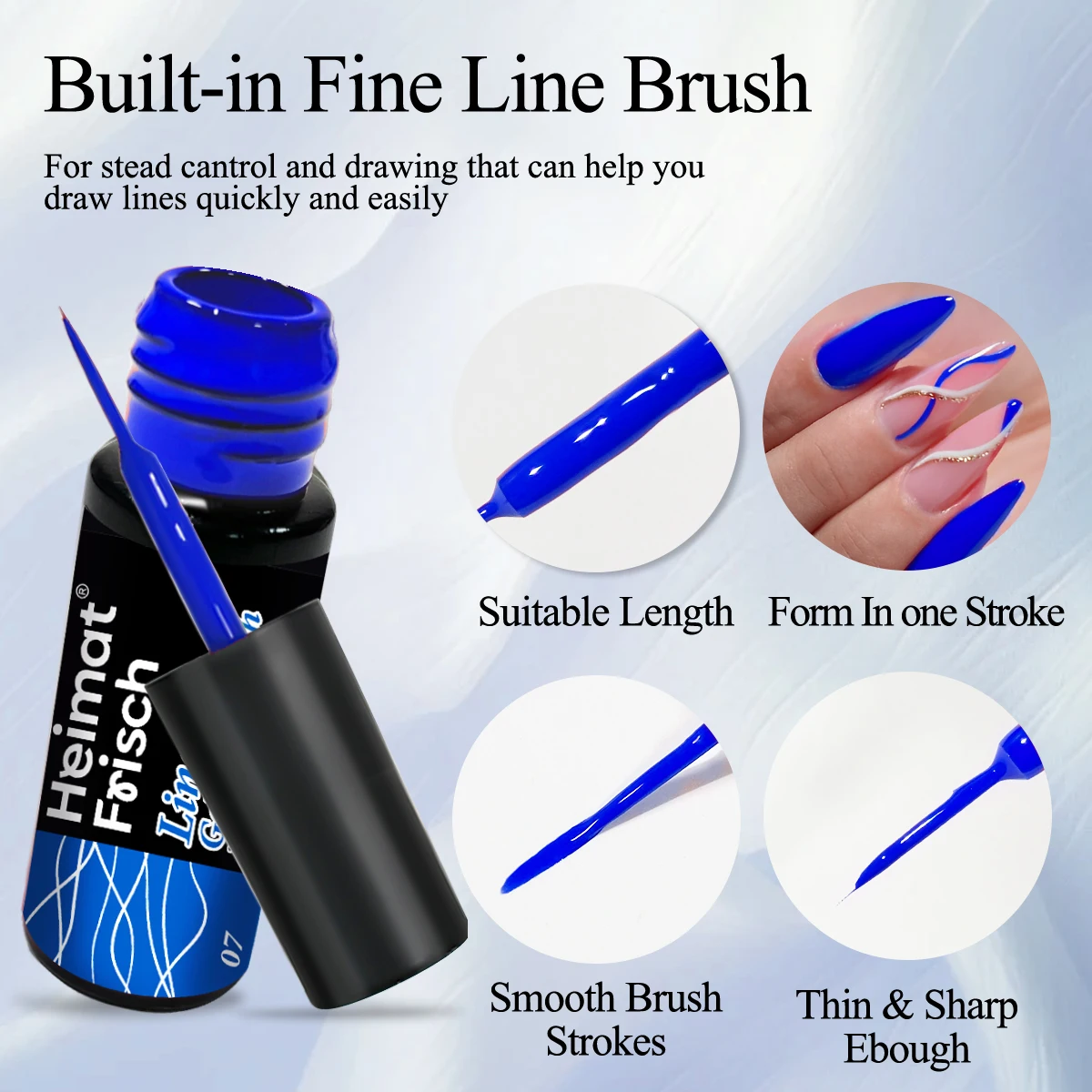 5ml Luxe Gel Nail Polish for Line Art & 3D Chrome Designs