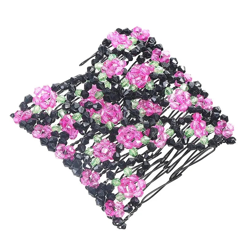 Fashion Hair Comb Claw Bun Ladies Magic Beads Elastic Double Bands String Hairpin Tool Ponytail Hair Accessories Hairstyle Bands