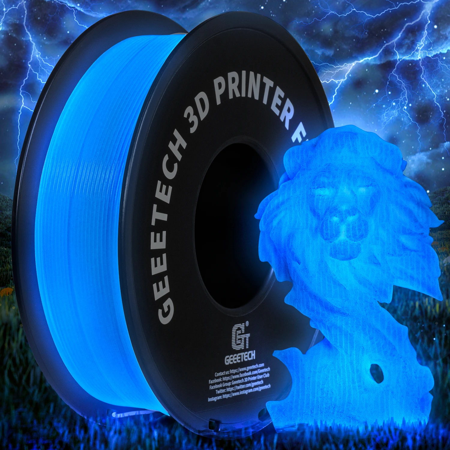 Glow-in-the-Dark PLA Filament 1kg - Luminous 3D Printing Material with 8 Color Options