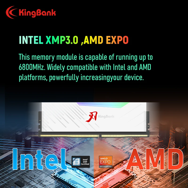 KingBank memoria ram RGB RAM ddr5 24GBx2 48GB 24GB 6800MHz