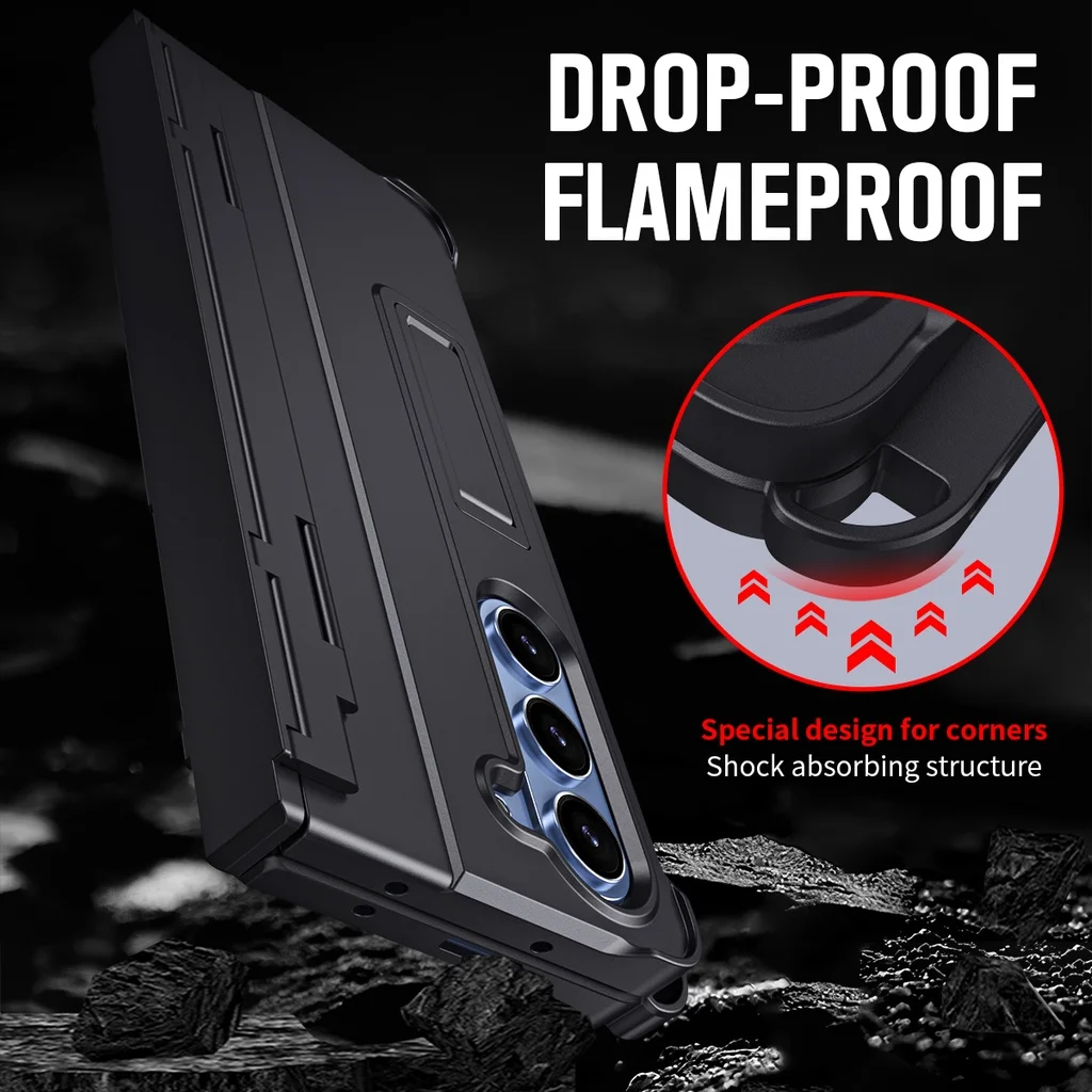 With Touch Pen Flat Hinge Screen All-inclusive Drop Protection Cover for Samsung Galaxy Z Fold 5 Phone Case Stand Holder Bracket