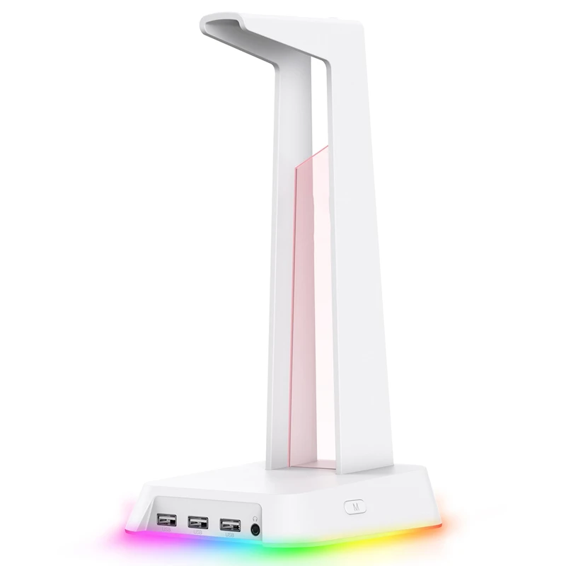 

RGB Gaming Headphone Stand Computer Headset Desktop Display Holder Luminous Logo With 3 USB And 3.5Mm AUX Ports