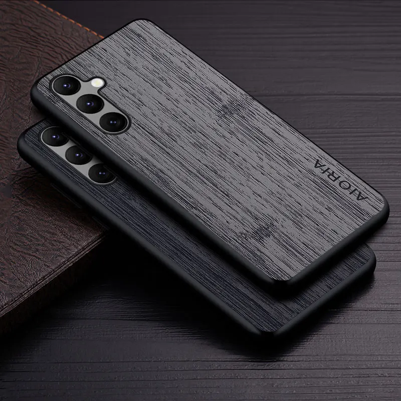 Luxury Bamboo Wood Pattern Leather Phone Case - Elegant and Durable Design