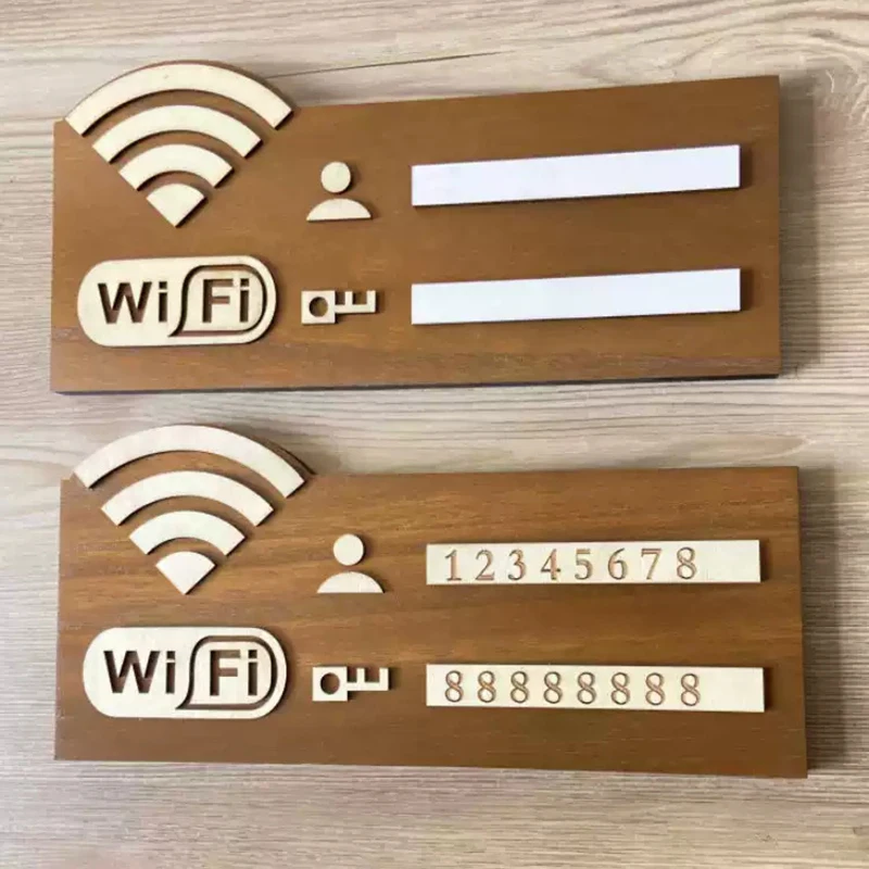 WIFI Sign Wooden Wall Stickers Rewritable Handwriting Account And Password Reusable for Public Shoping