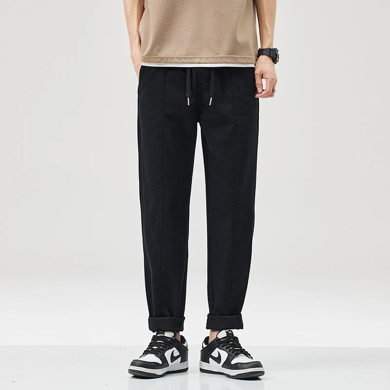 Harajuku Street Youth Fashion Harem Pants 2024 Spring Summer New Elastic Waist Slim Small Straight Casual Cargo Trousers