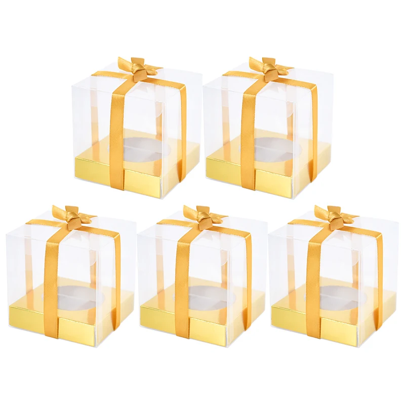 12pcs Transparent Cake Box Cupcak Dessert Pastry Baking Packaging Boxes Container Wedding Birthday Party Supplies Gifts Decor