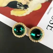  Vintage Women Girls Emerald Rhinestone Earrings Pearl Ear Clips Elegant Classic Lady Party Wedding Jewelry Accessories Gift 