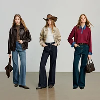 TOYOUTH femmes jean 2025 automne nouveau asymétrique coupe ajustée minceur Stretch Bootcut pantalon 5