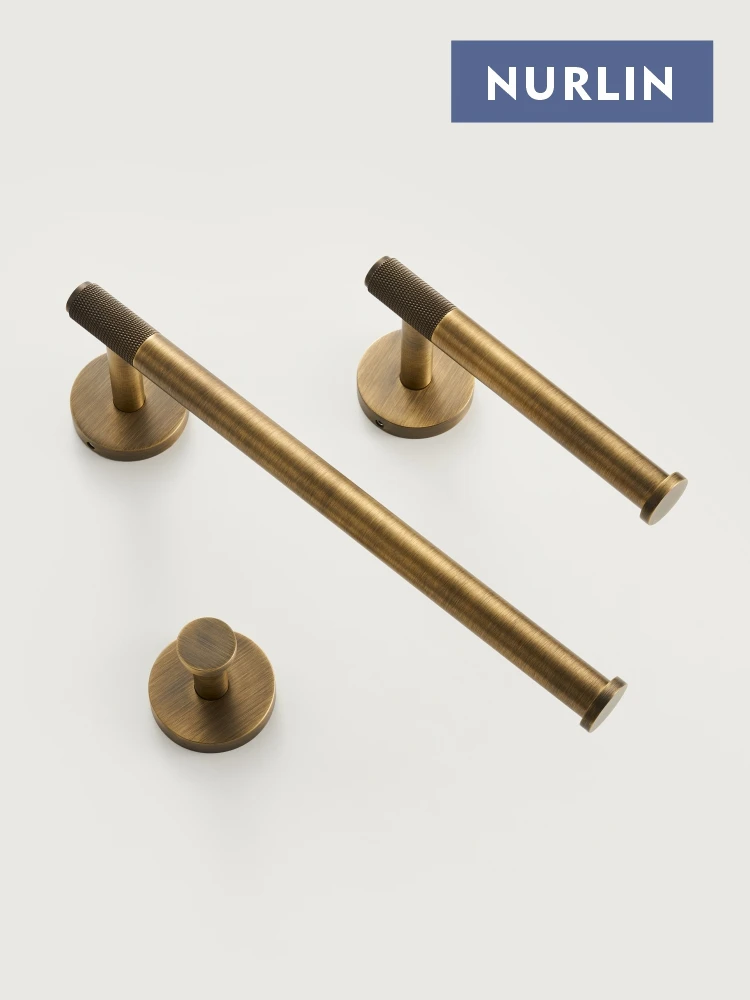 Bathroom Hardware Towel Rack Toilet Paper Holder Wall Hook NURLIN Brass Knurled Antique Bronze