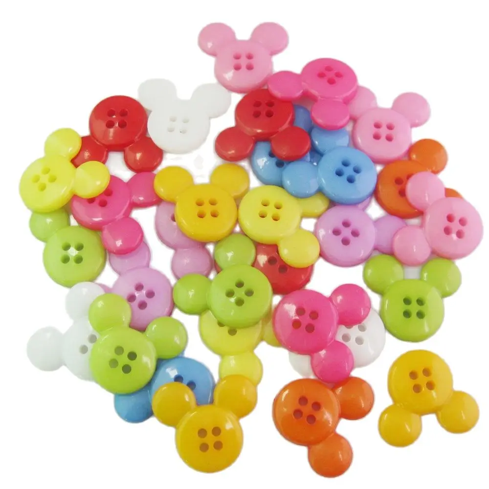 H099 Fashion Plastic Buttons Black Mickey Shape Cartoon Button 50Pcs Sewing Supplies 5