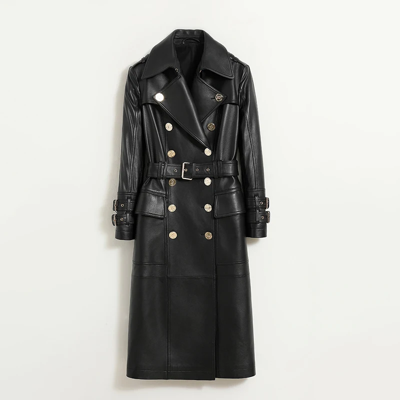 2024 Autumn Winter New Genuine Leather Jacket Metal Button 