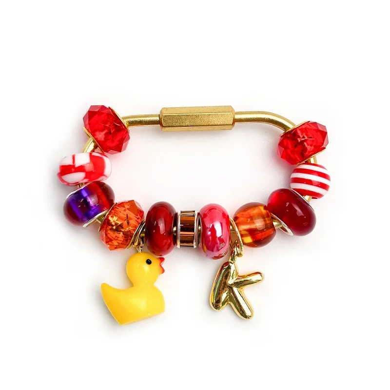 Colorful Beaded Charm Keychain Accessory
