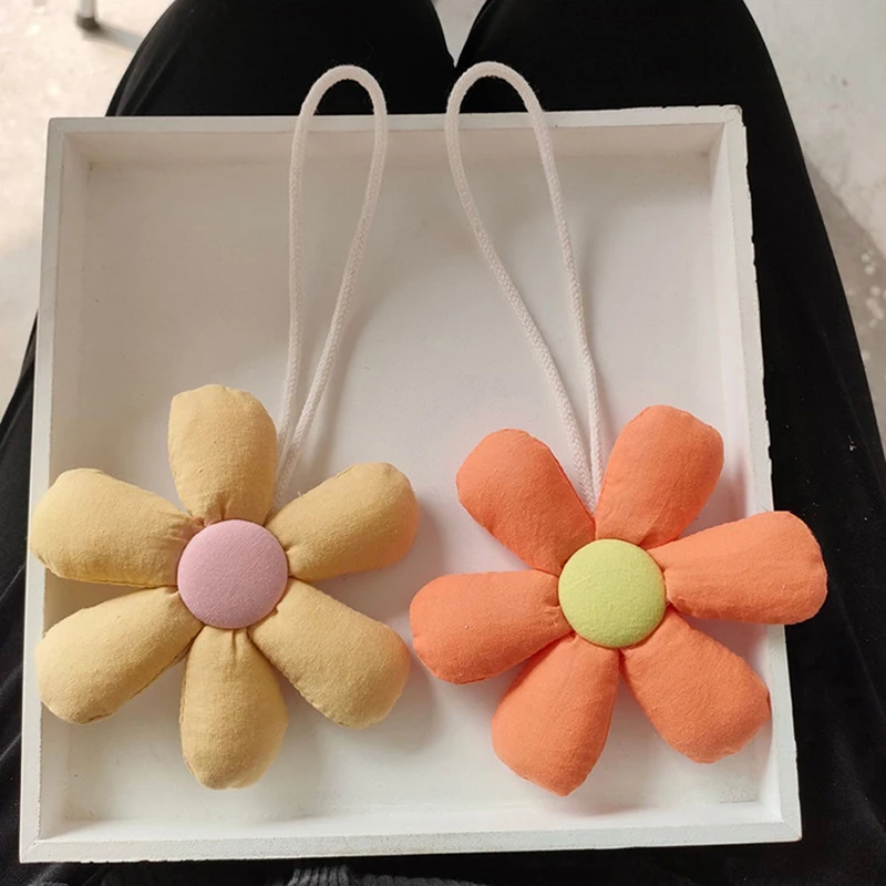 

1PC Candy Color Fabric Flower Keychain Cute Floral Shape Keyrings For Girl Backpack Pendant Bags Decoration Accessories