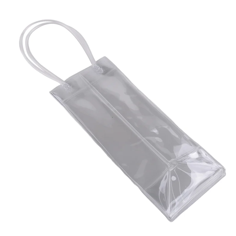 Pack Of 10 Wine Cooler Bag Transparent PVC Bag Portable Wine Bottle Cooler Champagne Ice With Handle