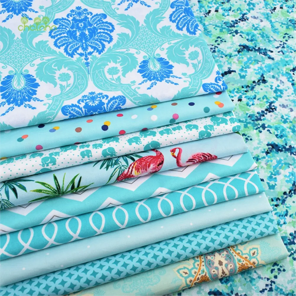 Chainho,Printed Plain Cotton Fabric,Patchwork Cloth,DIY Quilting Sewing Material,10 Bronzing Series Textile,20x25cm/Piece,15CD16