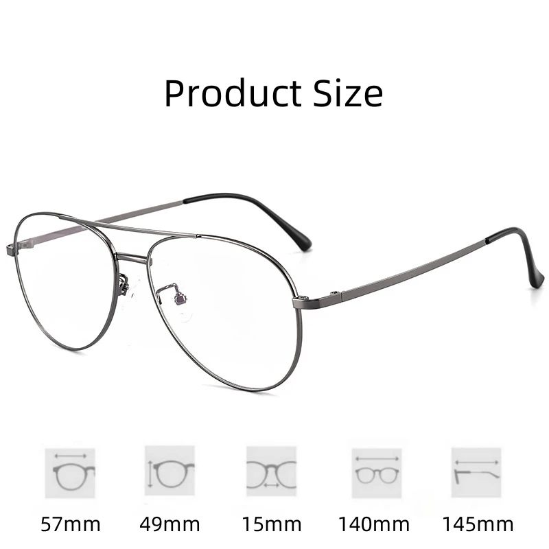Fashion Plus Size Aviator Eyeglasses Vintage Titanium Eyewear Prescription Glasses Frame Men 2194-C