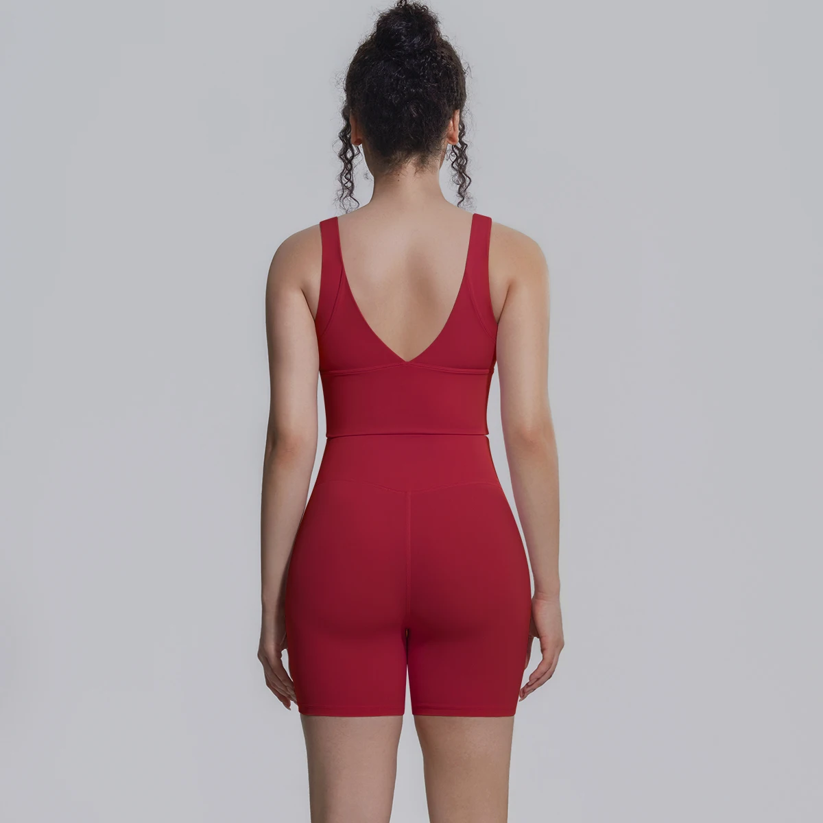 Solid Color Summer Yoga Set Woman's Sexy Backless Yoga Underwear with Chest Pad Quick-Dry Hip Push Up Fitness Shorts Sportswear