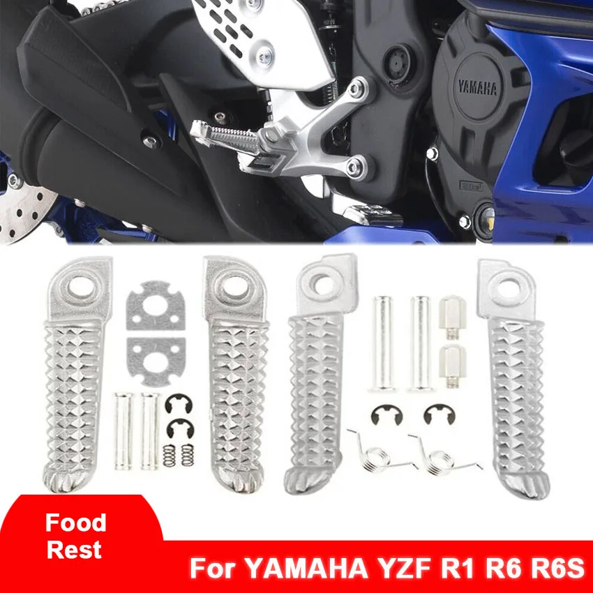 

For YAMAHA YZF R1 R6 R6S Motorcycle Aluminum Front Rear Foot Rests 1998 1999 2000 2001-2012 2003 2004 2005 2006 2007 2008 Silver