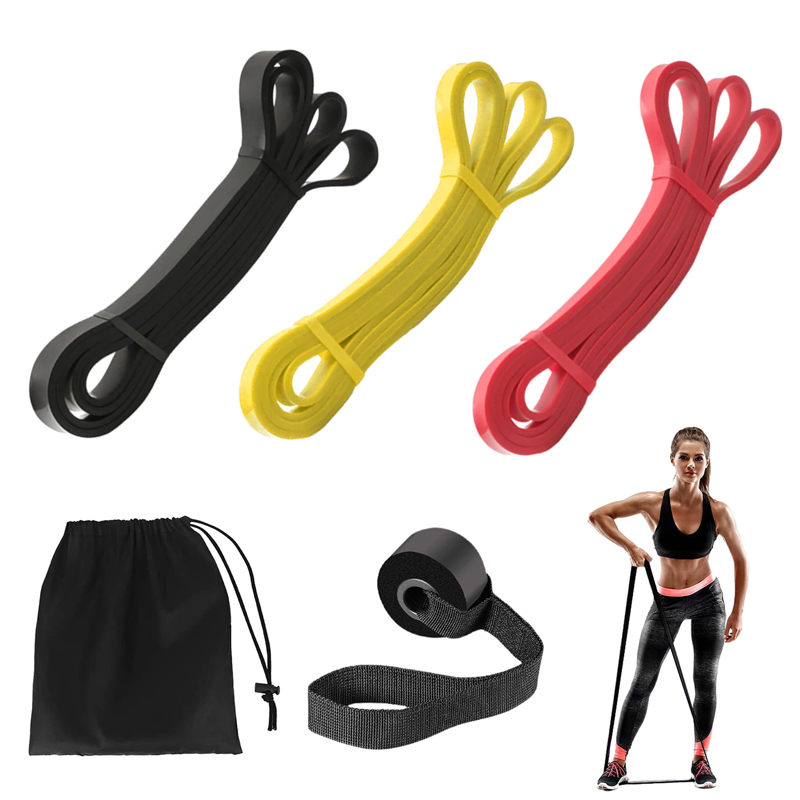 

3pcs Adult Pull Up Exercise Tool With Storage Bag Door Anchor Easy To Carry Full Body Training Pilates Resistance Band 3 Levels