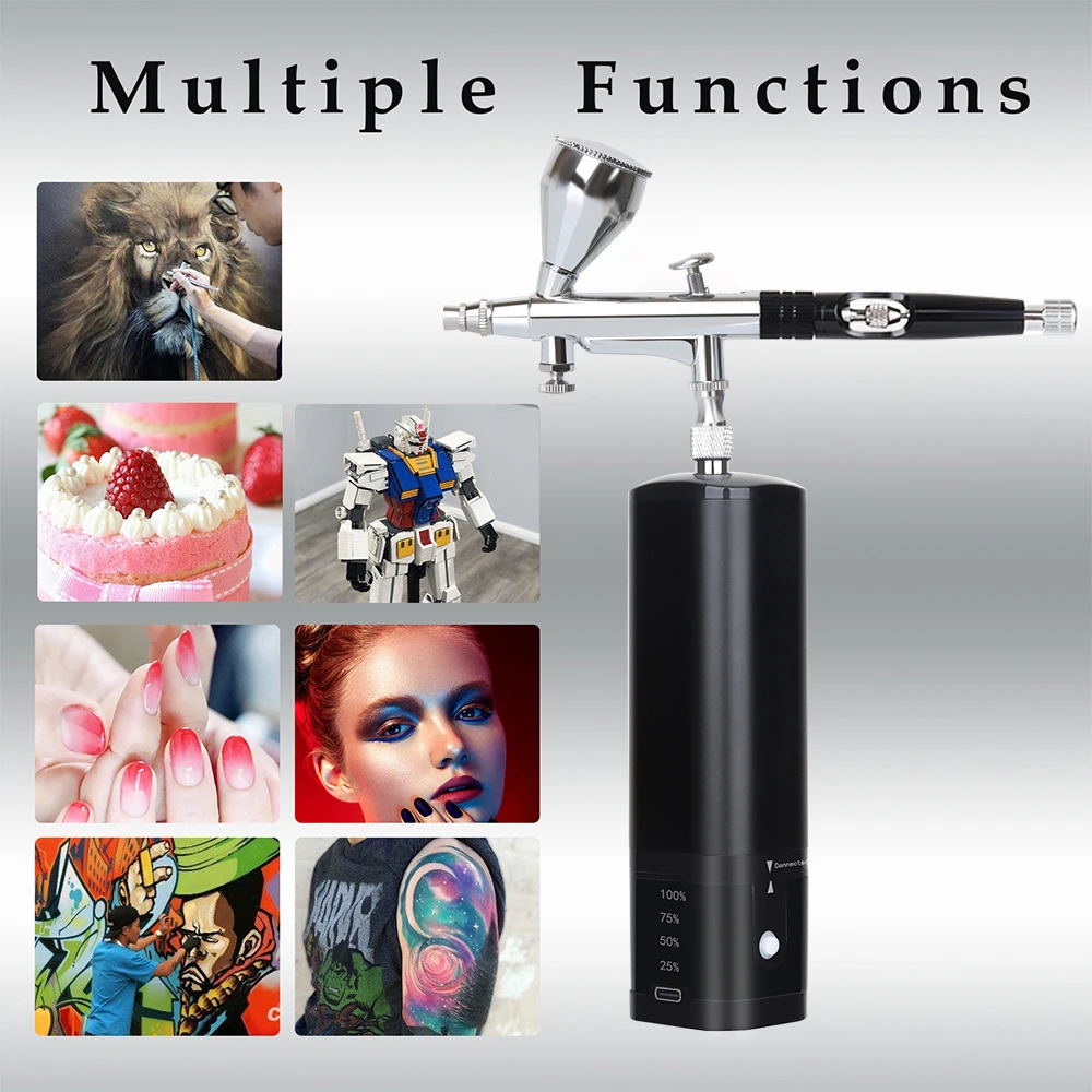 Portable Airbrush Kit Wireless Air Brush with Compressor Electrical Handheld Spray Gun Coloring Tattoo Graffiti Graphic Model Airbrush Pneumatic Tools