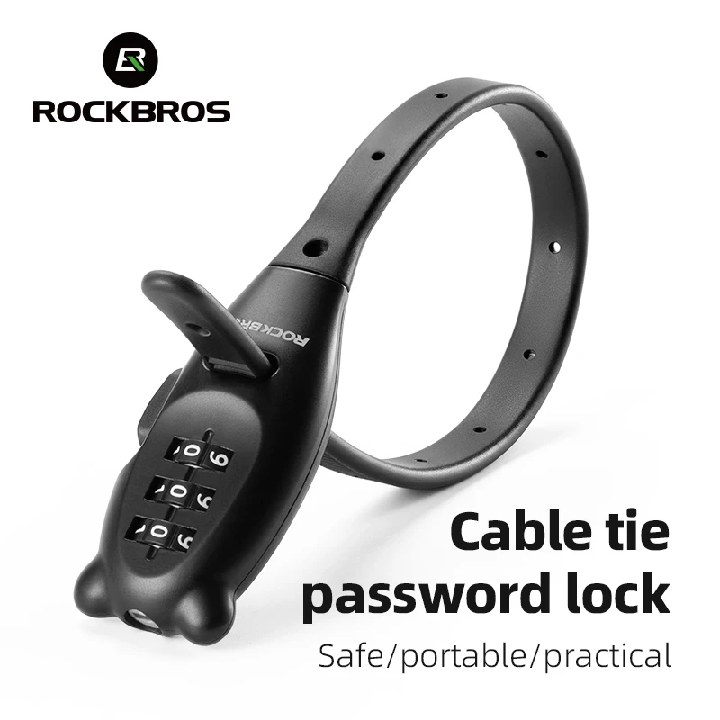 ROCKBROS Portable Bicycle Lock Cable Tie Zinc Alloy Lock Helmet thumbnail 3