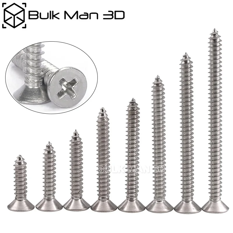

50pcs/lot M5 Stainless Steel Cross Sunk Flat Head Self-tapping Wood Screw