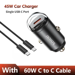 Toocki 45W Pull Ring QC4.0 PPS Fast Charging Type C Car Charger for 45W Black With Cable
