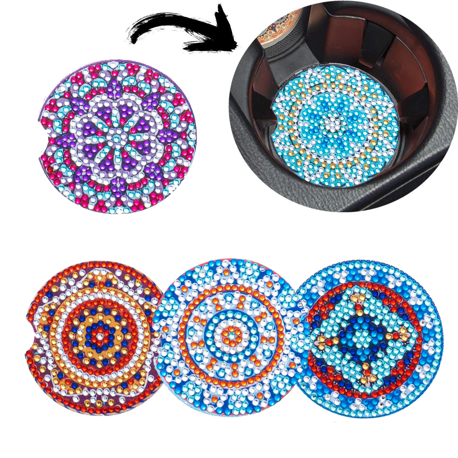 4/6/8Pcs Diamond Coasters with Holder DIY Mandala Coasters Diamond Painting  Kits for Beginners, Adults Kids Art Craft Supplies