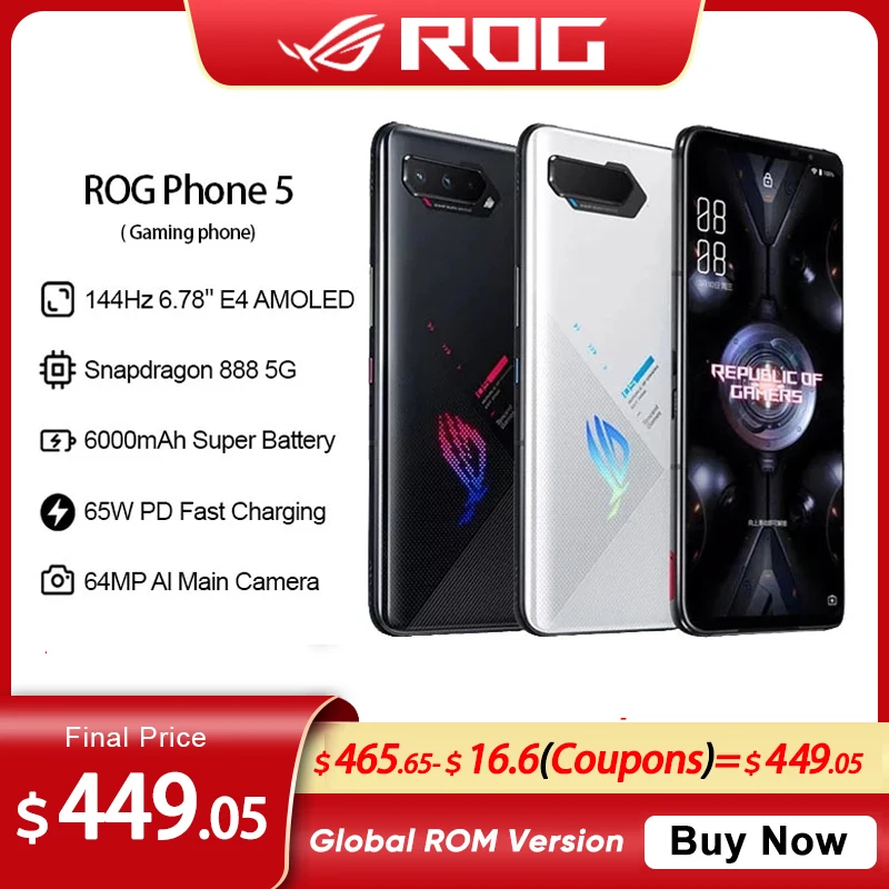  ASUS ROG, телефон с глобальной прошивкой, дисплей 5 дюймов, Snapdragon 888, 6,78 дюйма, 144 Гц, AMOLED, 6000 мАч, 65 Вт, быстрая зарядка, игровой телефон с NFC 