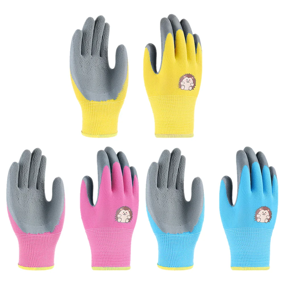어린이 노동 보호 장갑, 원예 및 야외 따기 보호 제초 작업 오븐, 3 쌍