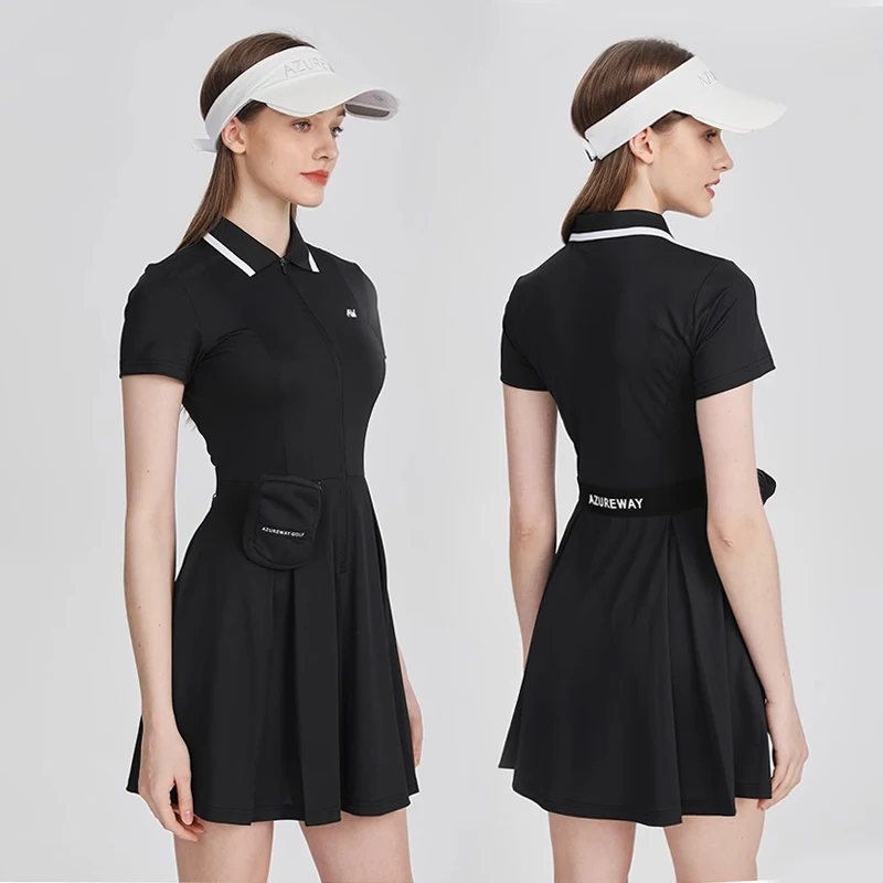 AW Golf Women's Short-sleeved Dress New Spring Summer Sports Short Skirt French Style Ladies Tennis Knee-high Dresses