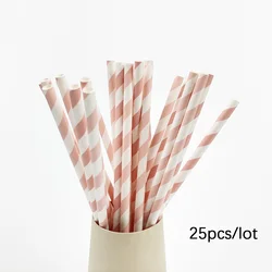 Pink Rose Gold Birthday Party Disposable Tableware Set - As picture show (25pcs straws)
