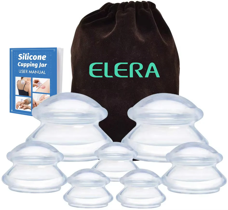 7cups Premium Transparent Silicone Cupping Set Device Cellulite Massager Traditional Chinese Therapy Medical Vacuum 6