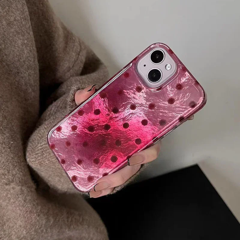 Raspberry Red Polka Dot Clear Hard Phone Cover