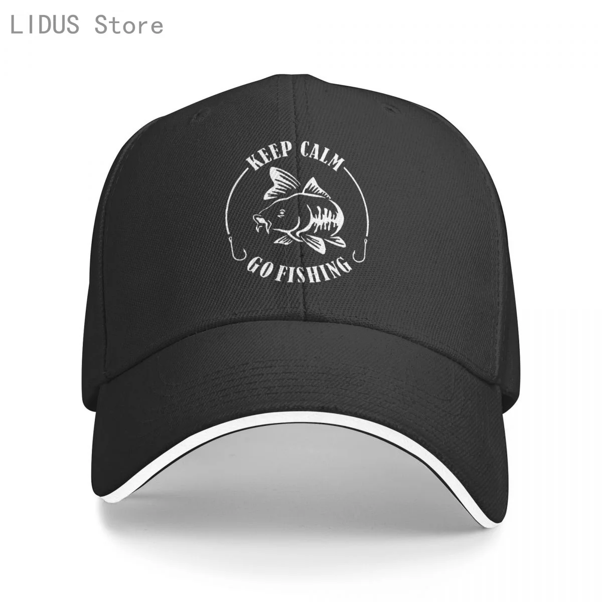 

Keep Calm Go Fishinger Baseball Cap Humor Carp Printing Men Brand Dad Hat High Quality Cap Summer Outdoor Man Fishing Cap