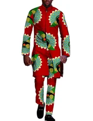 New Autumn Men African Clothing Dashiki Shirts and Pant 2 Pieces Set Plus Size African Dashiki Dress and Long Pants WYN233