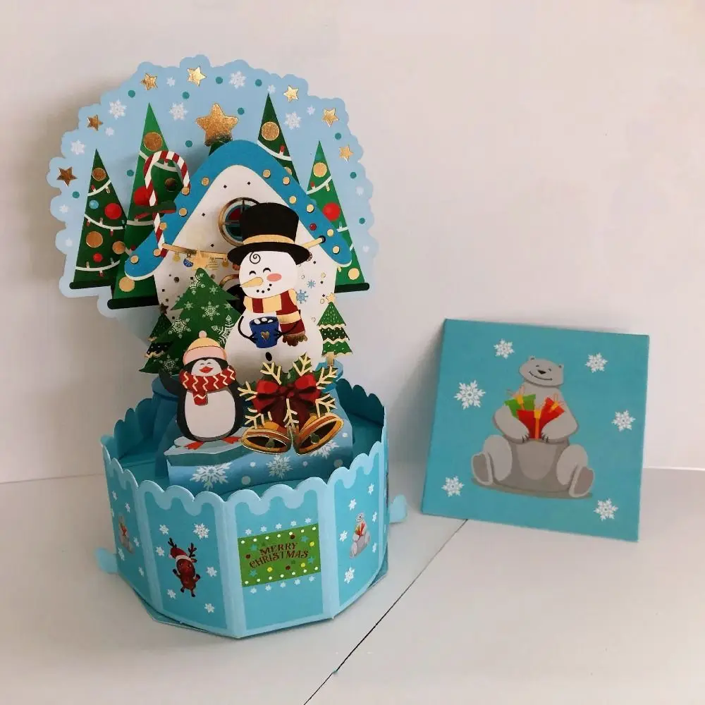 Swan Mermaid 3D Pops-up Bouquet Xmas Festival Girlfriend Merry Christmas Cards Santa Claus Paper Flowers