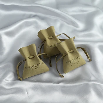 Lovely Gift Bags 7x8cm 8x10cm Drawstring Packaging Pouches Custom Logo Microfiber Suede Jewelry Earrings Necklace Storage Bag