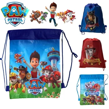 PAW Patrol-체이스 정리 드로스트링 가방, 휴대용 부직포 방수 접이식 배낭 여행 정리 만화 귀여운 소년 아이