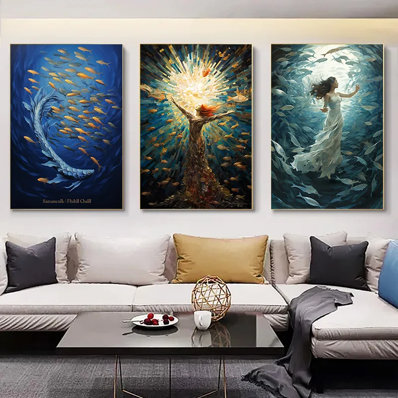 

Decoration Home Decorations Art Decorative Painting for Bed Room Decor Wall Decororation 1pcs Mermaid Ocean Interior Paintings