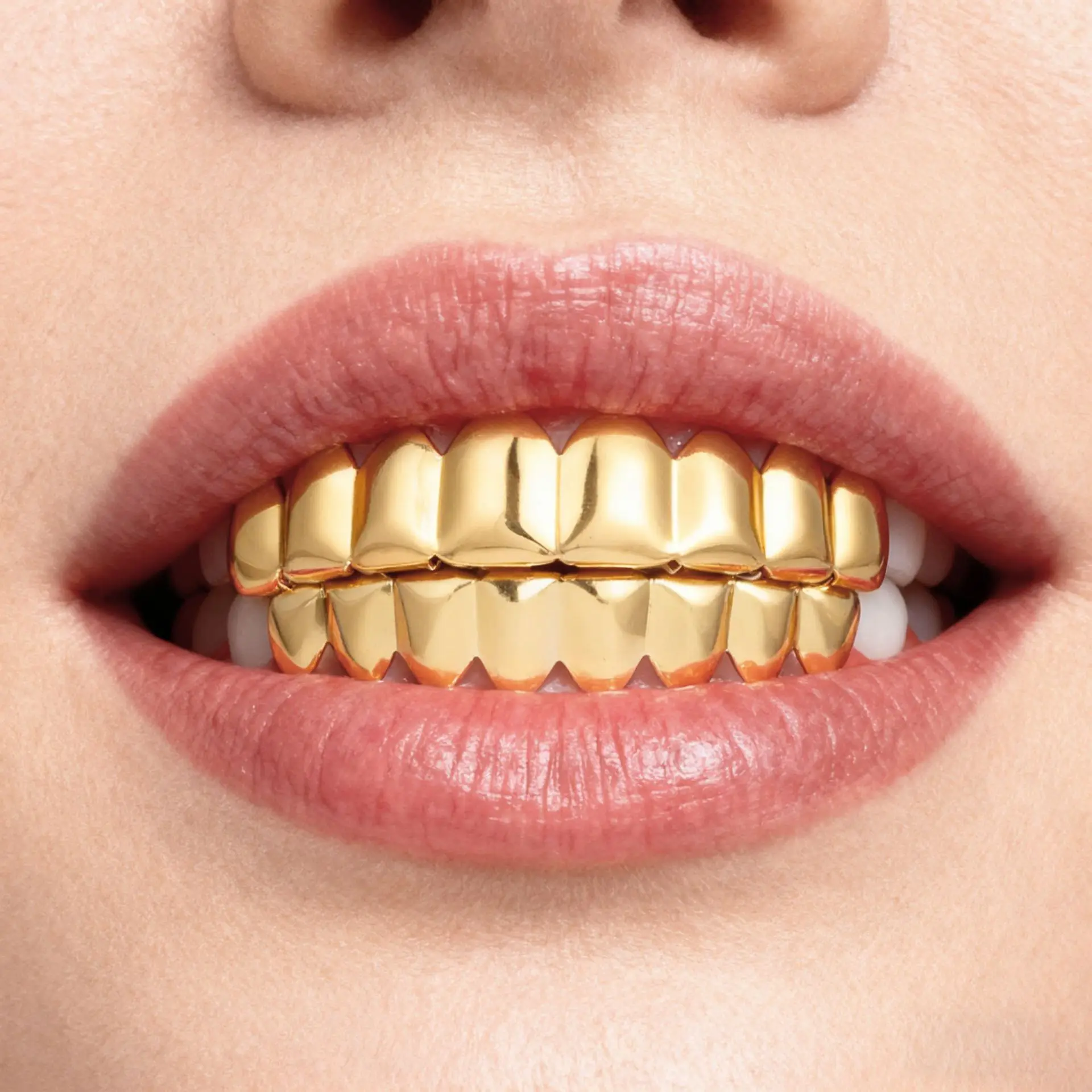 RACHELZ Mode 8/8 Glänzende Zähne Grillz Oben Unten Hip Hop 14K Gold Überzogene Zahn Kappen Dekor Für Frauen Männer schmuck Cosplay Geschenk – Detail 15