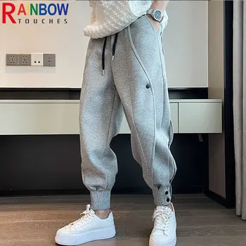 Rainbowtouches-Pantalones deportivos informales para hombre, pantalón con cremallera elástica y botones, a la moda, para exteriores, 2022 1