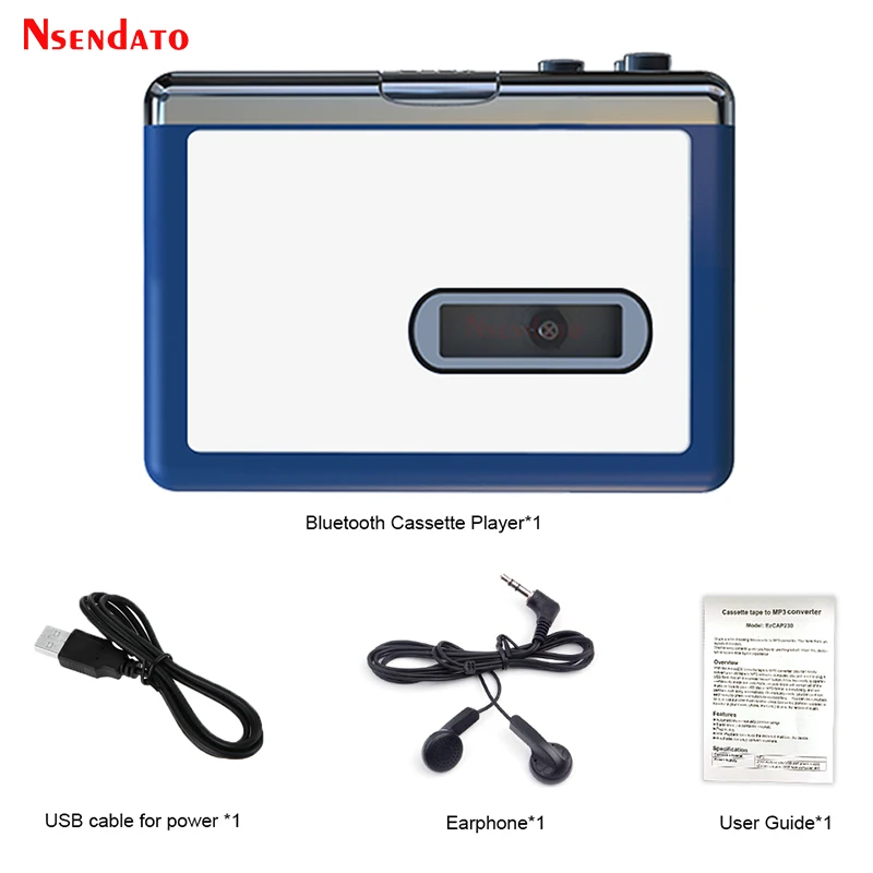Ezcap215 Stereo Bluetooth Cassette Player Cassette Retro Tape Recorder cassette Audio music player to mp3 Converter