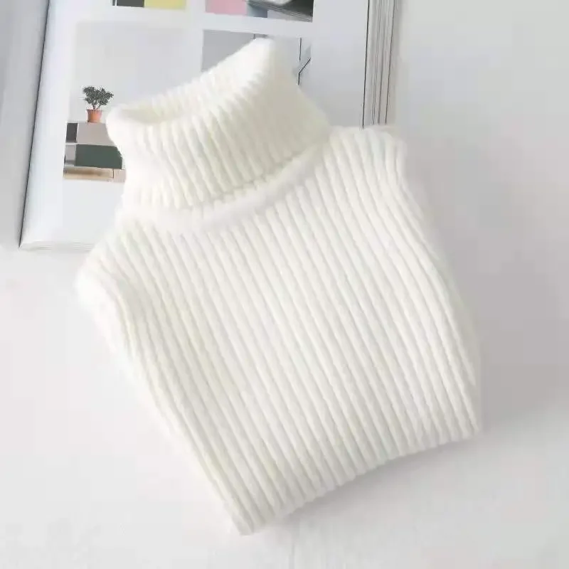 

Sweater Children Undershirt Knitting Korean Fashion Stripe High Collar Long Sleeve New Autumn Style Soild Versatile